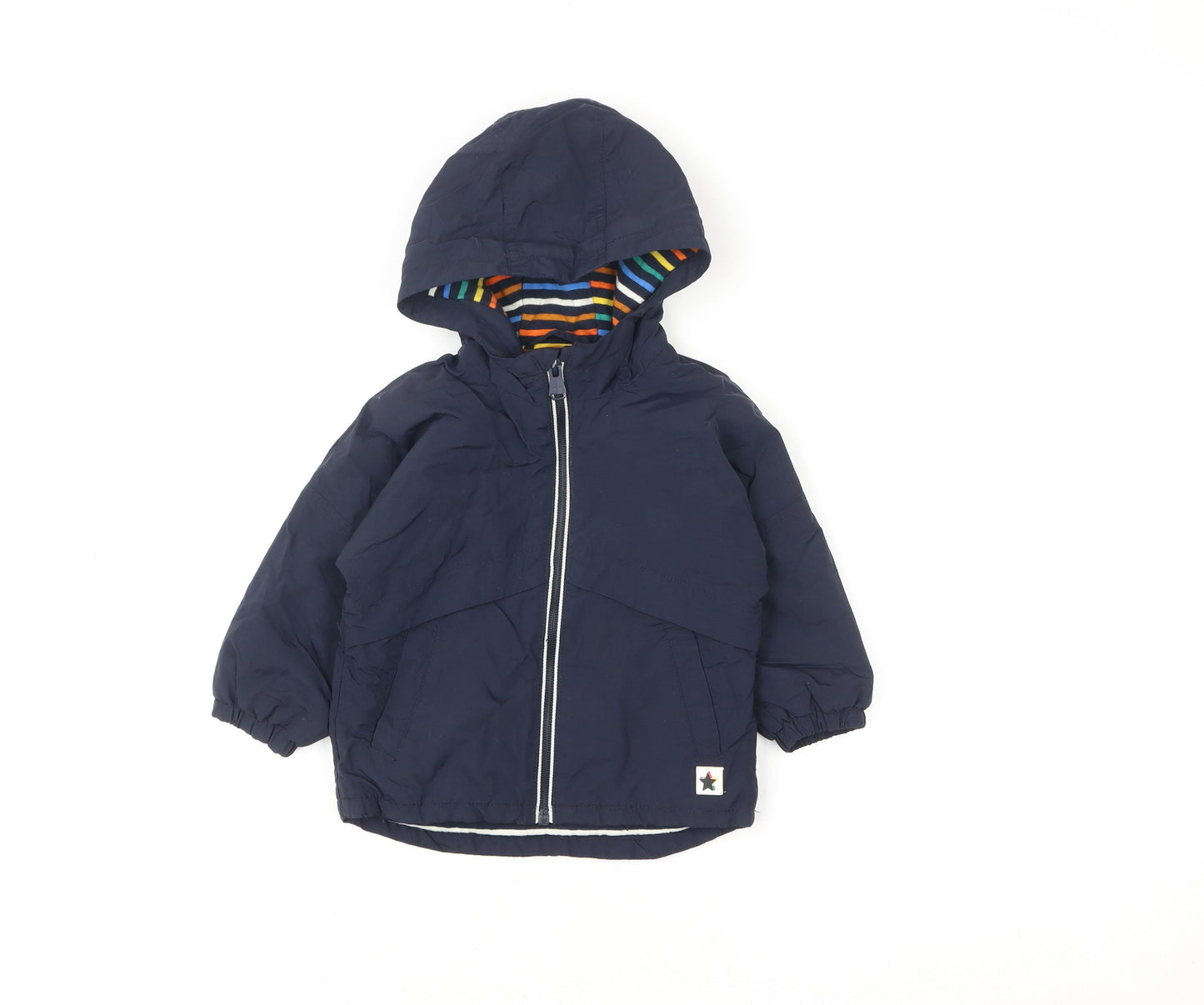 Next Unisex Baby Blue Hooded Puffer Jacket 9-12 Months Lined Winter Coat
