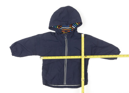 Next Unisex Baby Blue Hooded Puffer Jacket 9-12 Months Lined Winter Coat