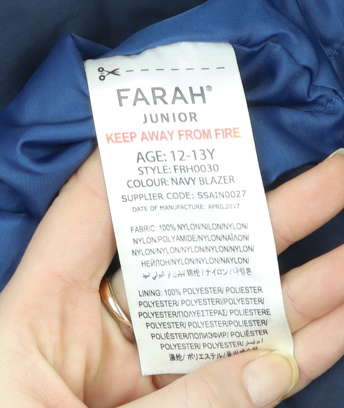 Boys UK Size 12-13 Years Farah Blue Puffer Jacket