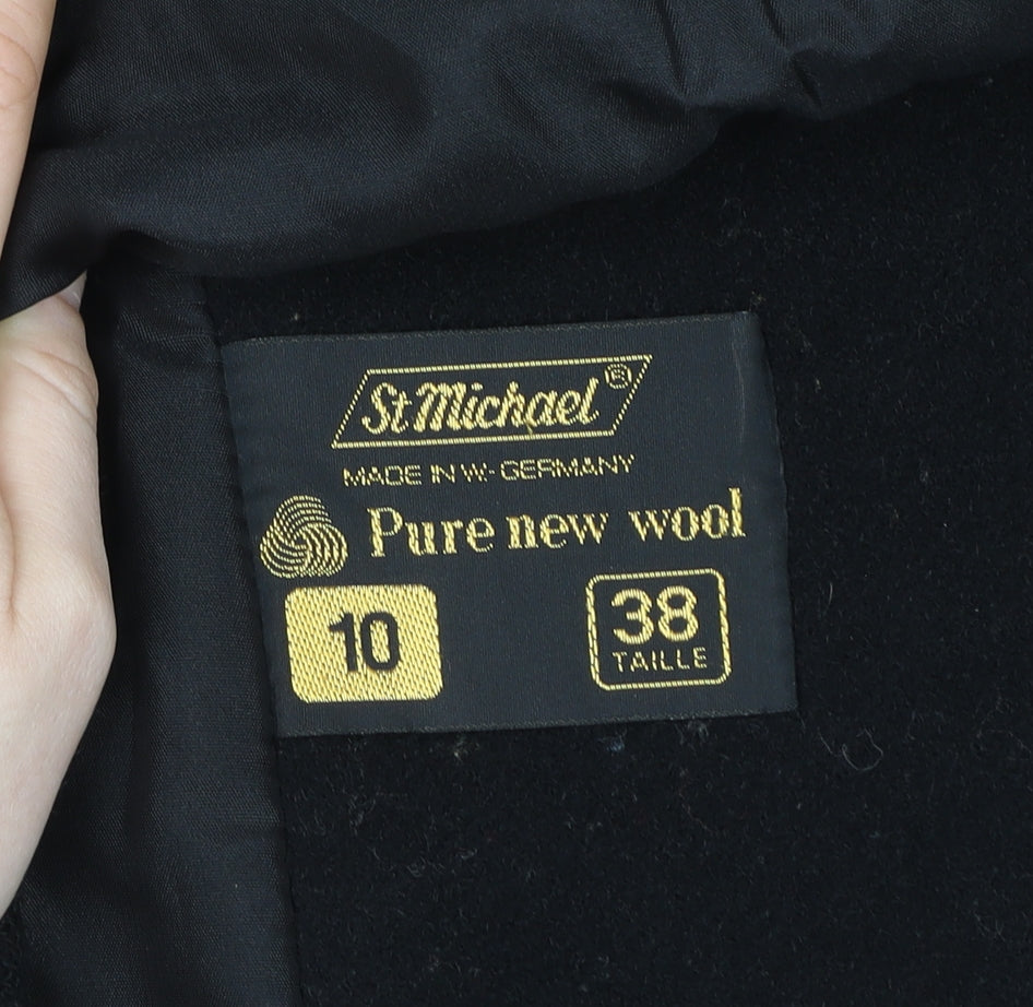 Womens UK Size 10 Marks and Spencer Black Overcoat
