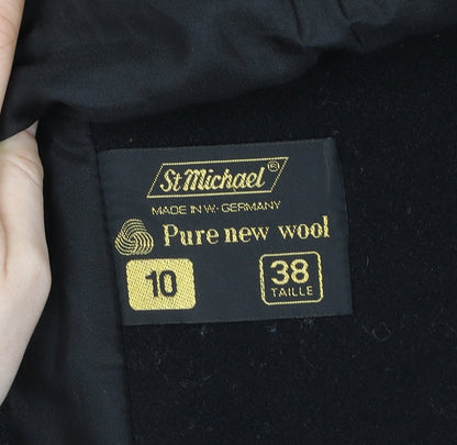 Womens UK Size 10 Marks and Spencer Black Overcoat