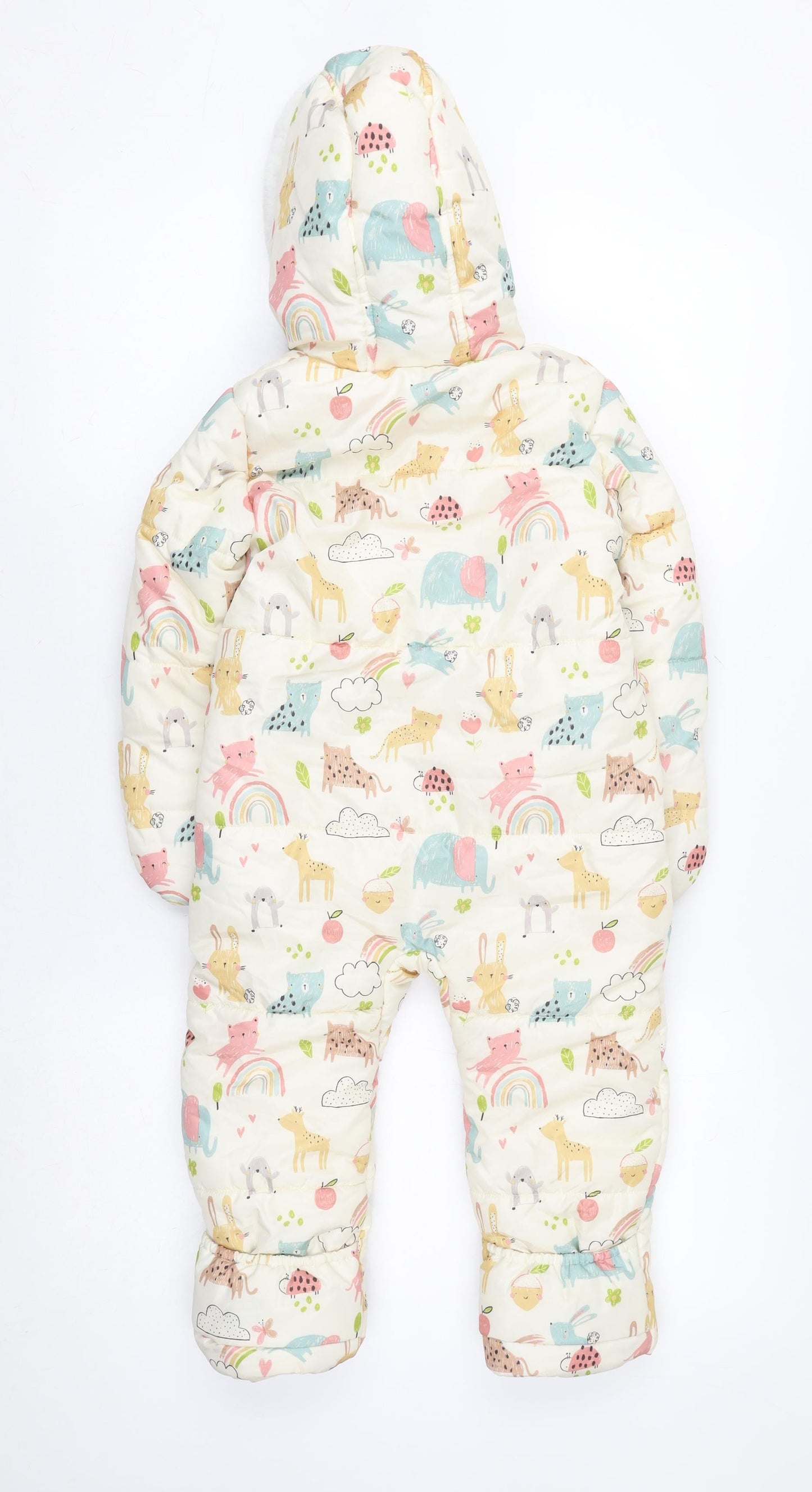 George Unisex Ivory Animal Print Padded Hooded Coverall 18-24 Months
