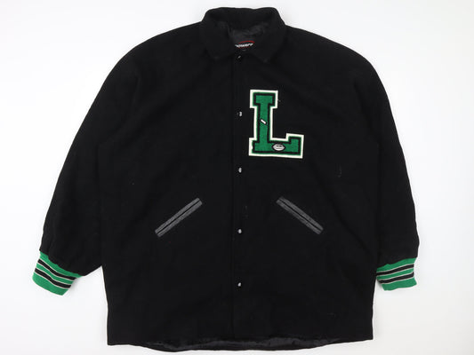 Mens UK Size 2XL Powers Black Varsity Jacket