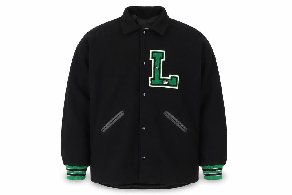 Mens UK Size 2XL Powers Black Varsity Jacket