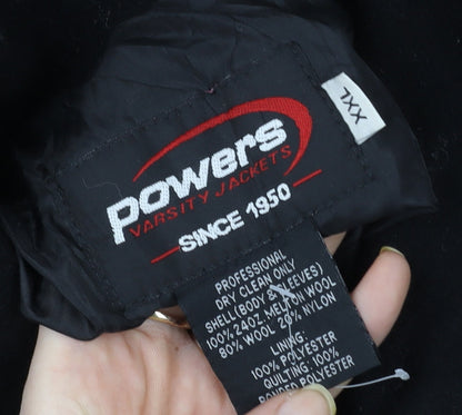 Mens UK Size 2XL Powers Black Varsity Jacket