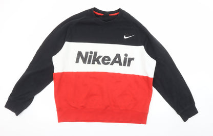 Nike Air Womens Black Red Colourblock Sweatshirt Size L Pullover