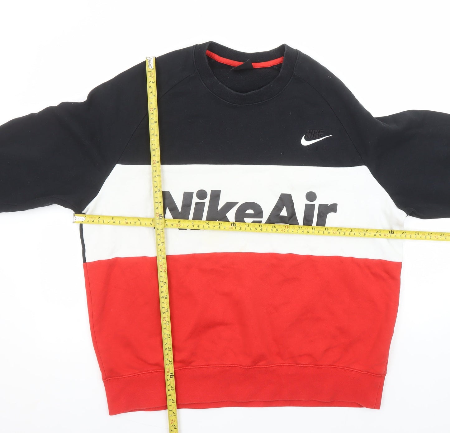 Nike Air Womens Black Red Colourblock Sweatshirt Size L Pullover