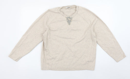 Womens UK Size 12 Peserico Beige Pullover Sweatshirt