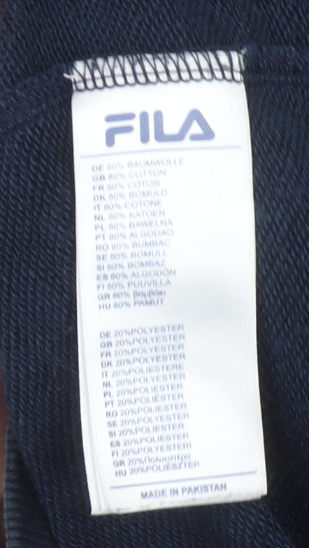 Mens UK Size L FILA Blue Pullover Hoodie