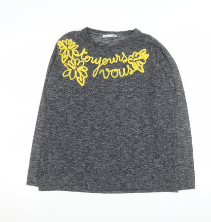 Womens UK Size 12 Zara Grey Jersey T-Shirt
