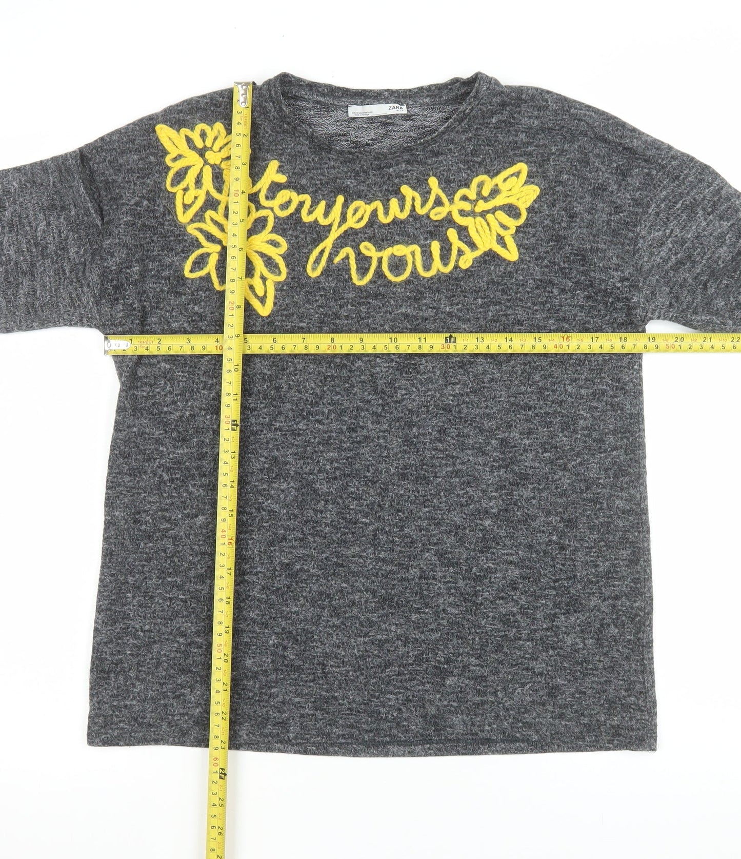 Womens UK Size 12 Zara Grey Jersey T-Shirt