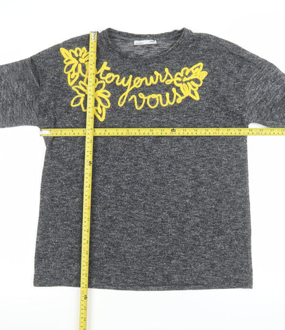 Womens UK Size 12 Zara Grey Jersey T-Shirt