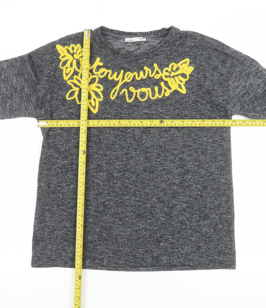 Womens UK Size 12 Zara Grey Jersey T-Shirt