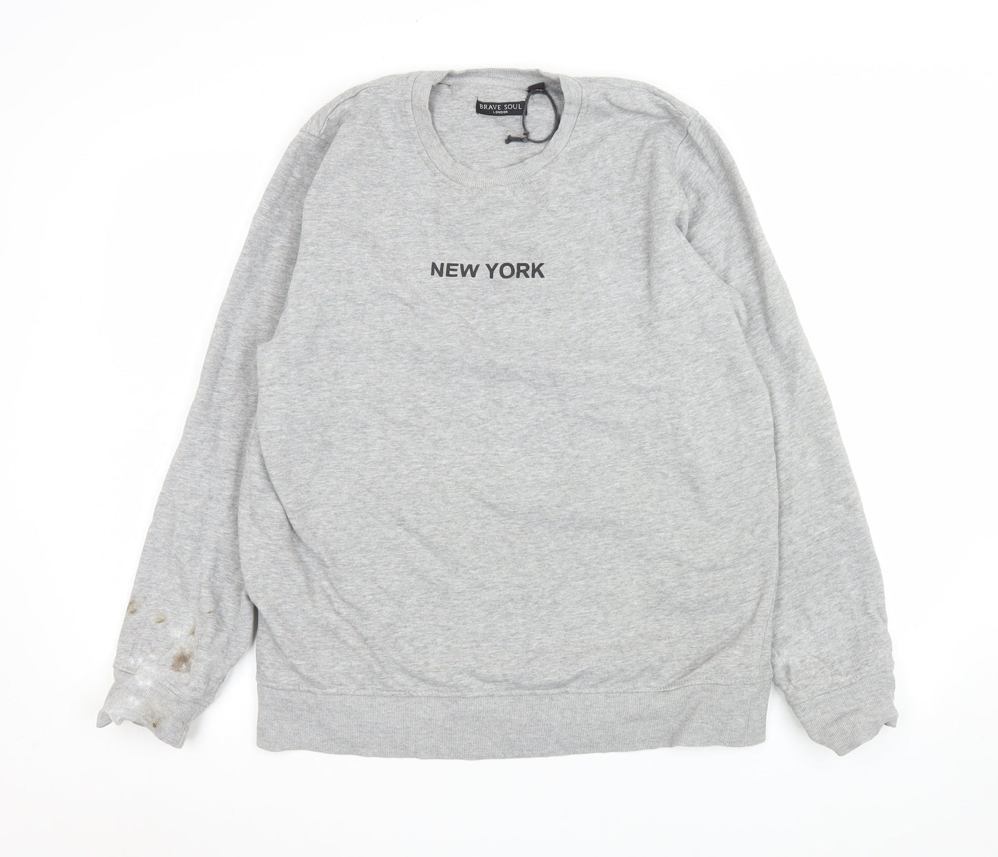 Mens UK Size XL Brave Soul Grey Pullover Sweatshirt