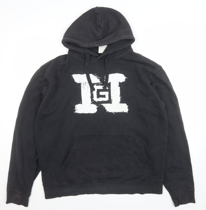 Mens UK Size XL Russell Black Pullover Hoodie