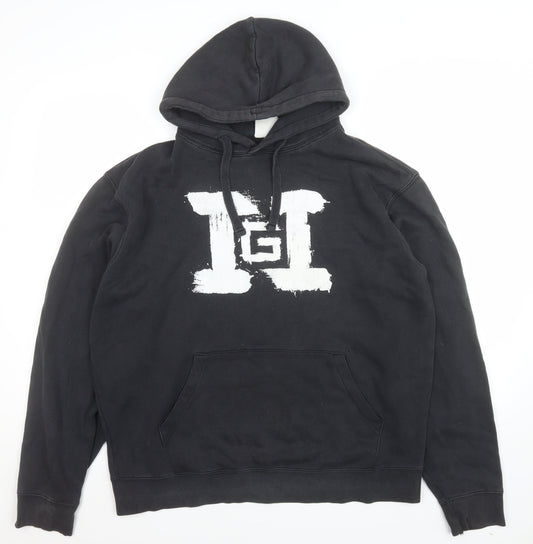 Mens UK Size XL Russell Black Pullover Hoodie