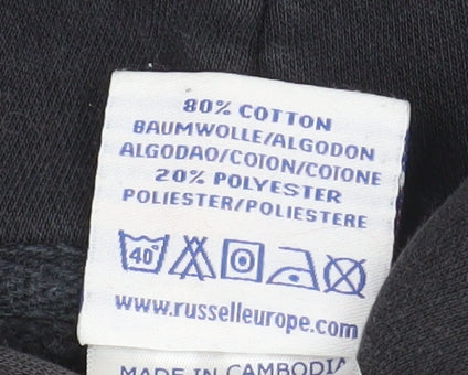 Mens UK Size XL Russell Black Pullover Hoodie