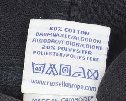Mens UK Size XL Russell Black Pullover Hoodie
