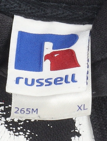 Mens UK Size XL Russell Black Pullover Hoodie