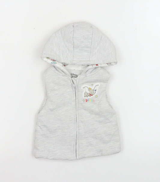 Disney Baby at Primark Grey Hooded Dumbo Waistcoat 3-6 Months Unisex