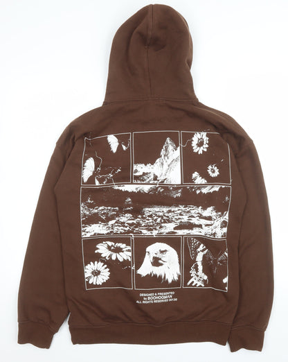 Unisex Adults UK Size S boohooMAN Brown Pullover Hoodie