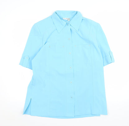 Oscar B Men’s Blue Short Sleeve Button-Up Shirt Size 14 Polyester Blend