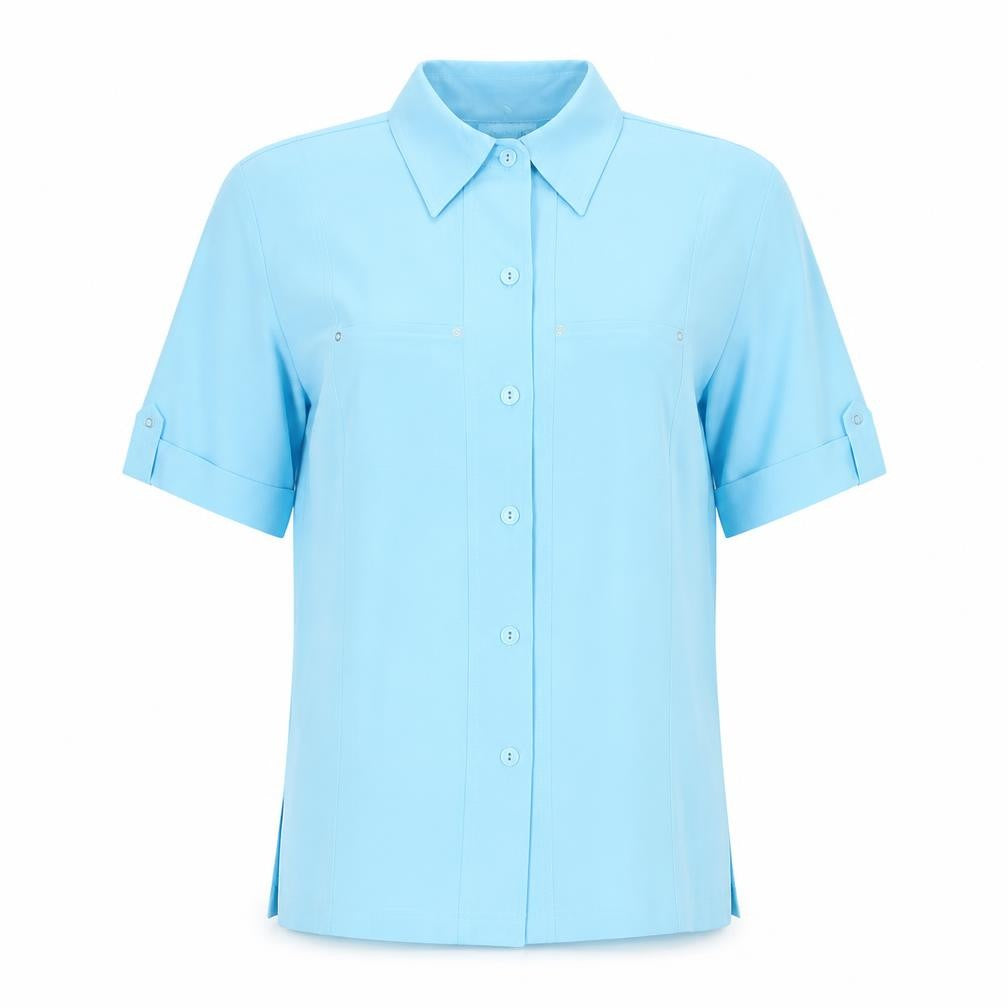 Oscar B Men’s Blue Short Sleeve Button-Up Shirt Size 14 Polyester Blend