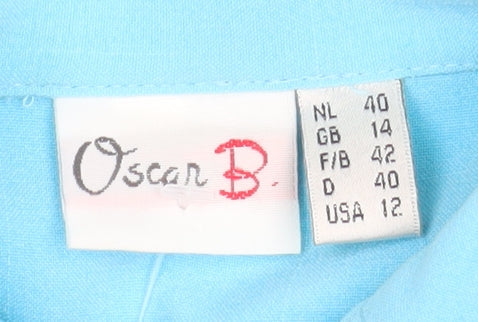 Oscar B Men’s Blue Short Sleeve Button-Up Shirt Size 14 Polyester Blend