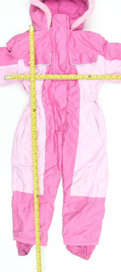 No Fear Girls Pink Hooded Waterproof Insulated Ski Coverall 2-3 Years