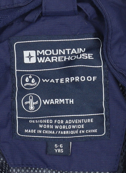 Mountain Warehouse Boys Blue Waterproof Hooded Parka Coat 5-6 Years