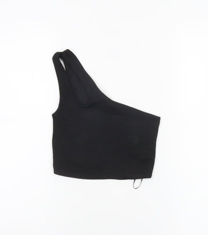 Womens UK Size S Pull&Bear Black Cropped Tank