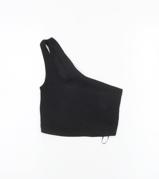 Womens UK Size S Pull&Bear Black Cropped Tank