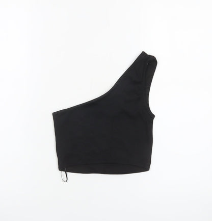 Womens UK Size S Pull&Bear Black Cropped Tank