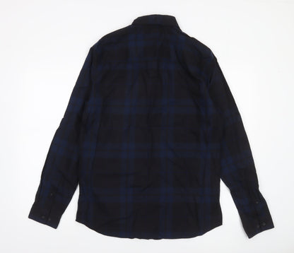 Jack & Jones Premium Men’s Blue Checked Slim Fit Long Sleeve Shirt L 42in