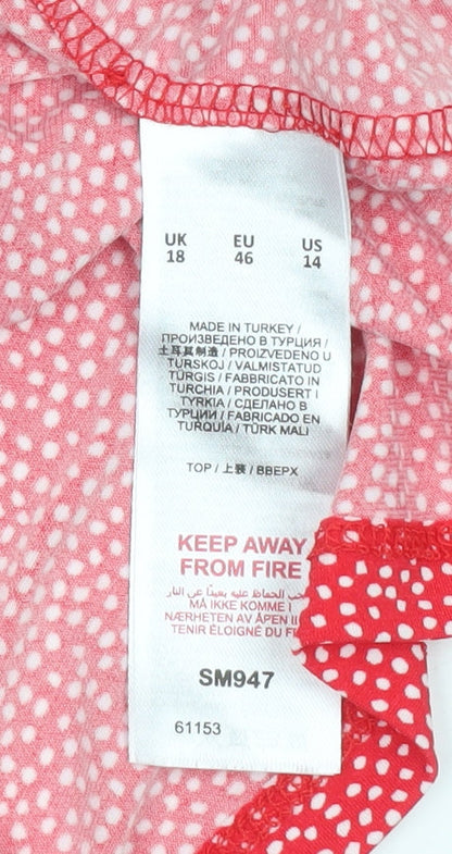 Womens UK Size 18 Capsule Red Basic T-Shirt