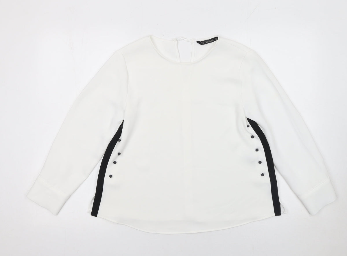 Womens UK Size XS Zara Basic White Basic Blouse