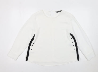 Womens UK Size XS Zara Basic White Basic Blouse