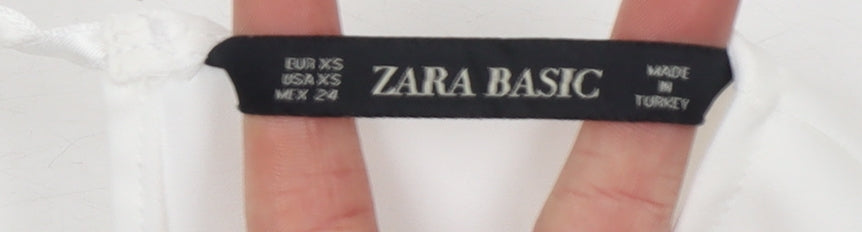 Womens UK Size XS Zara Basic White Basic Blouse