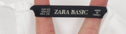 Womens UK Size XS Zara Basic White Basic Blouse