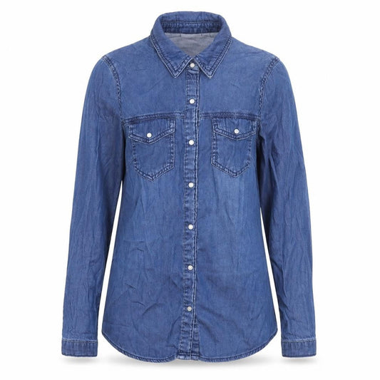 Womens UK Size XS VILA Blue Basic Button-Up