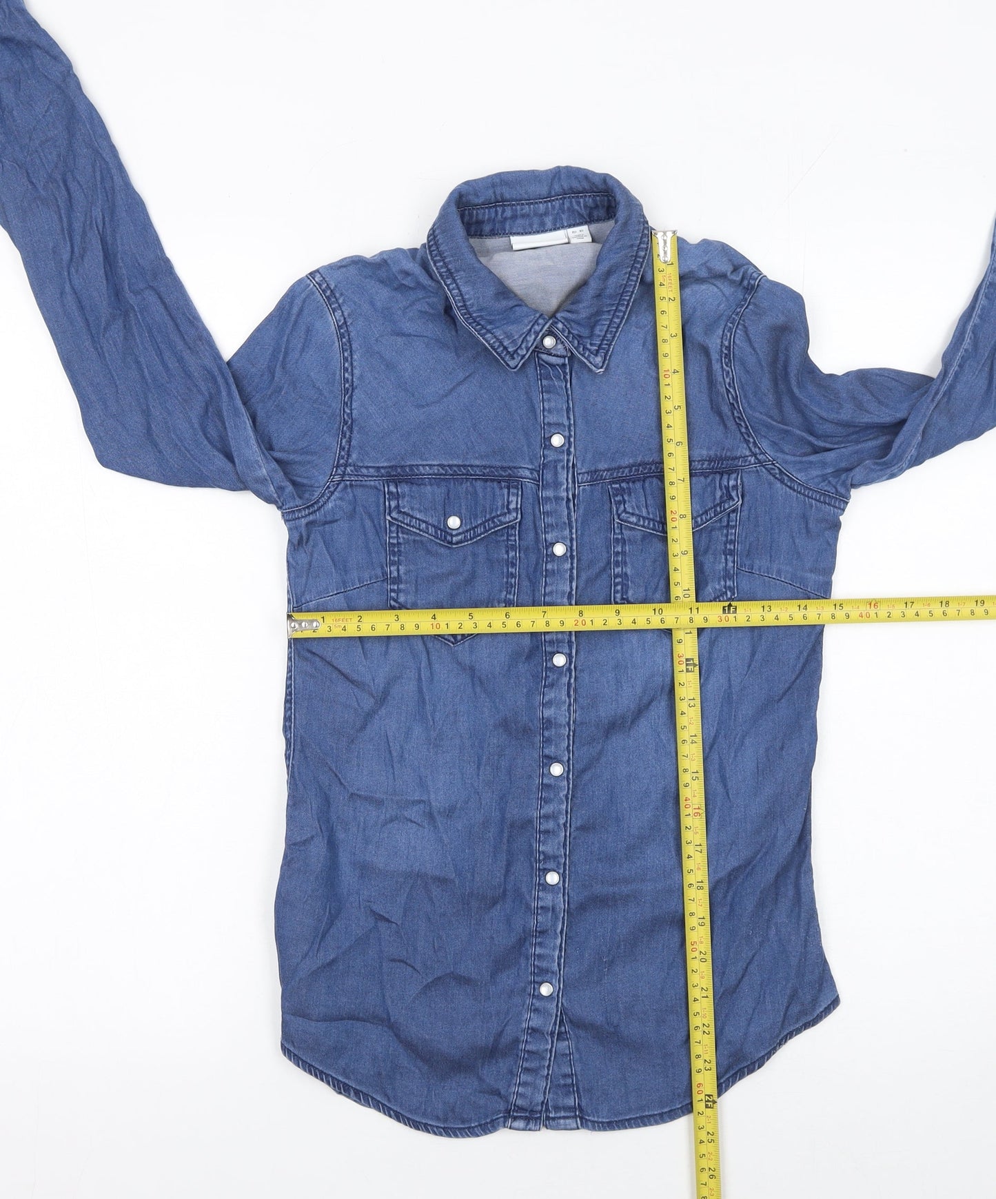 Womens UK Size XS VILA Blue Basic Button-Up