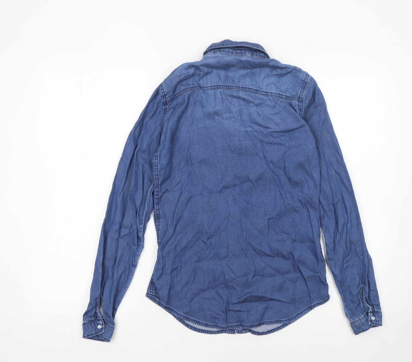 Womens UK Size XS VILA Blue Basic Button-Up