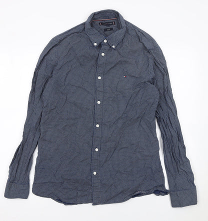 Tommy Hilfiger Men Blue Long Sleeve Button-Up Cotton Shirt L