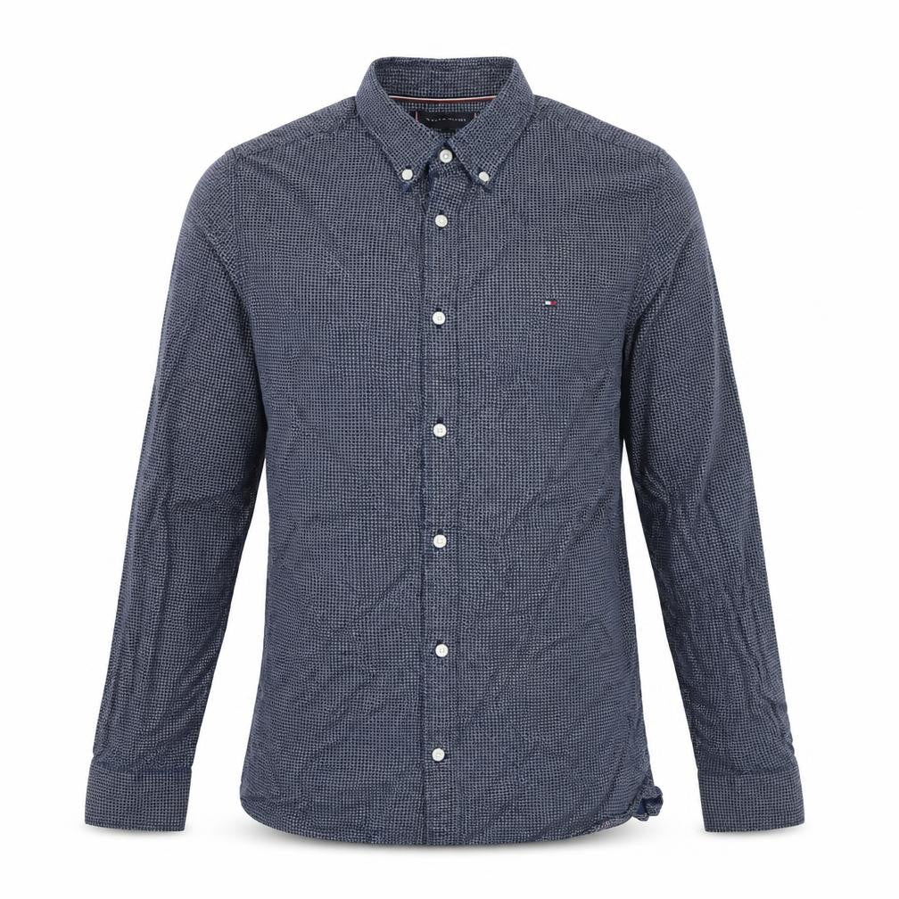 Tommy Hilfiger Men Blue Long Sleeve Button-Up Cotton Shirt L
