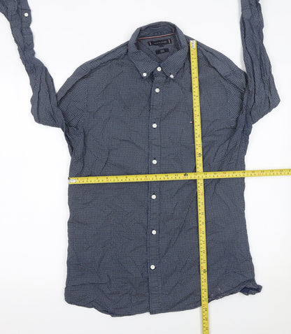 Tommy Hilfiger Men Blue Long Sleeve Button-Up Cotton Shirt L