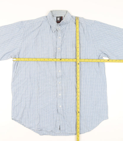 Gladiator Men's Blue Checked Cotton Flannel Long Sleeve Button-Up Shirt XL