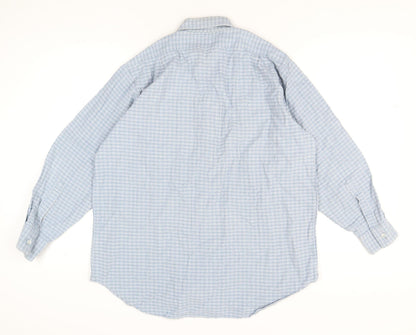 Gladiator Men's Blue Checked Cotton Flannel Long Sleeve Button-Up Shirt XL