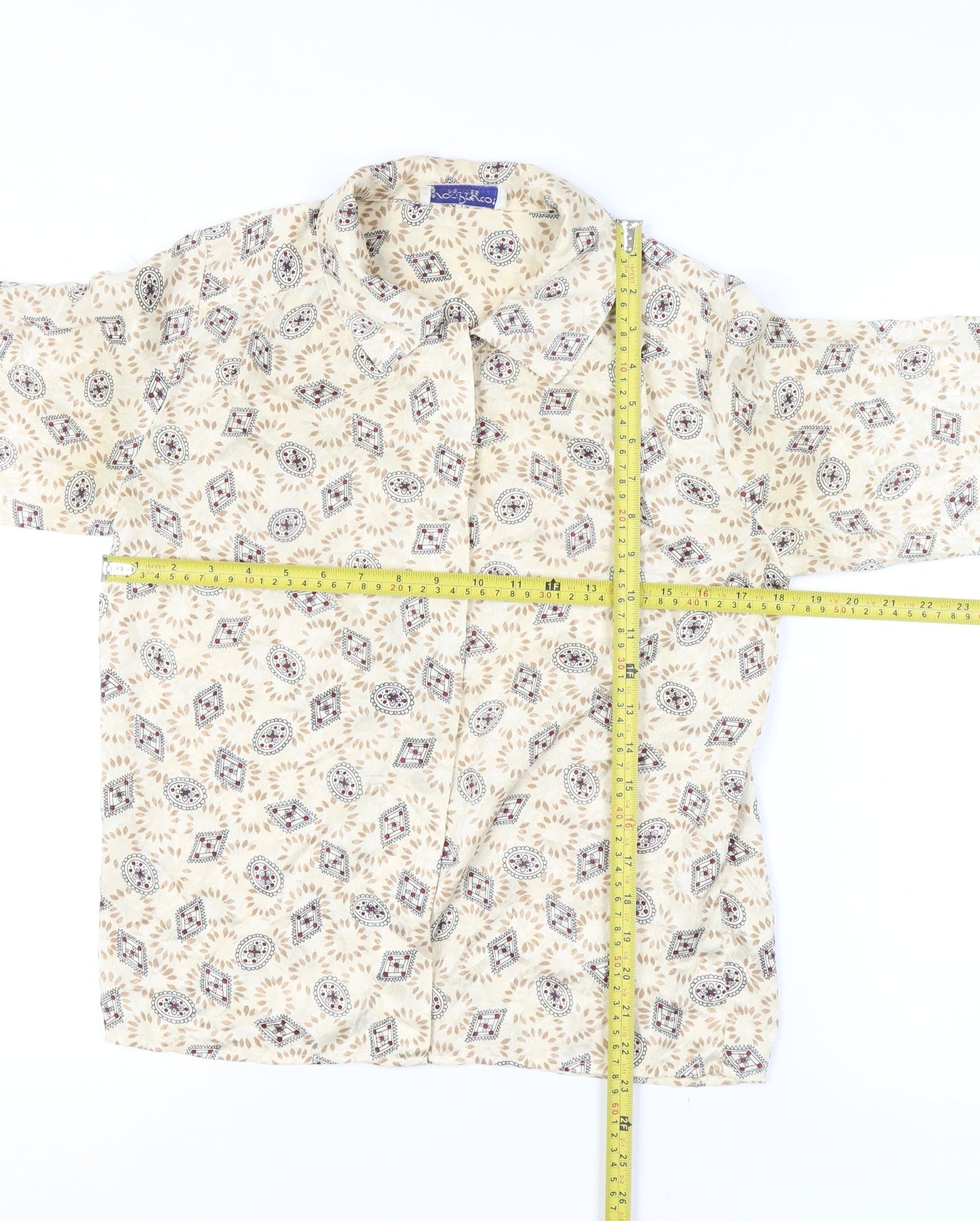 Womens UK Size S Jason Prescott Beige Classic Blouse