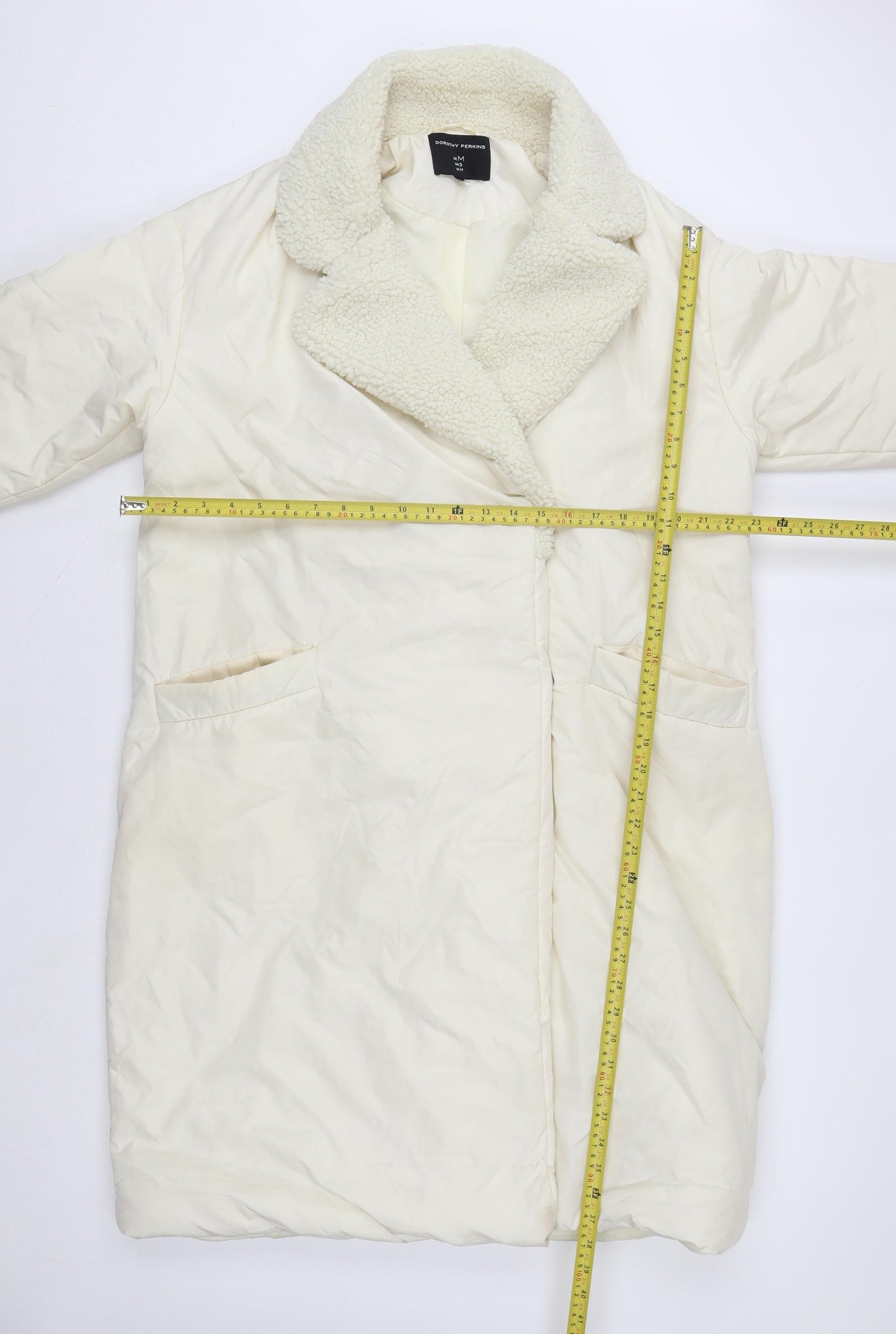 Womens UK Size M Dorothy Perkins Ivory Overcoat