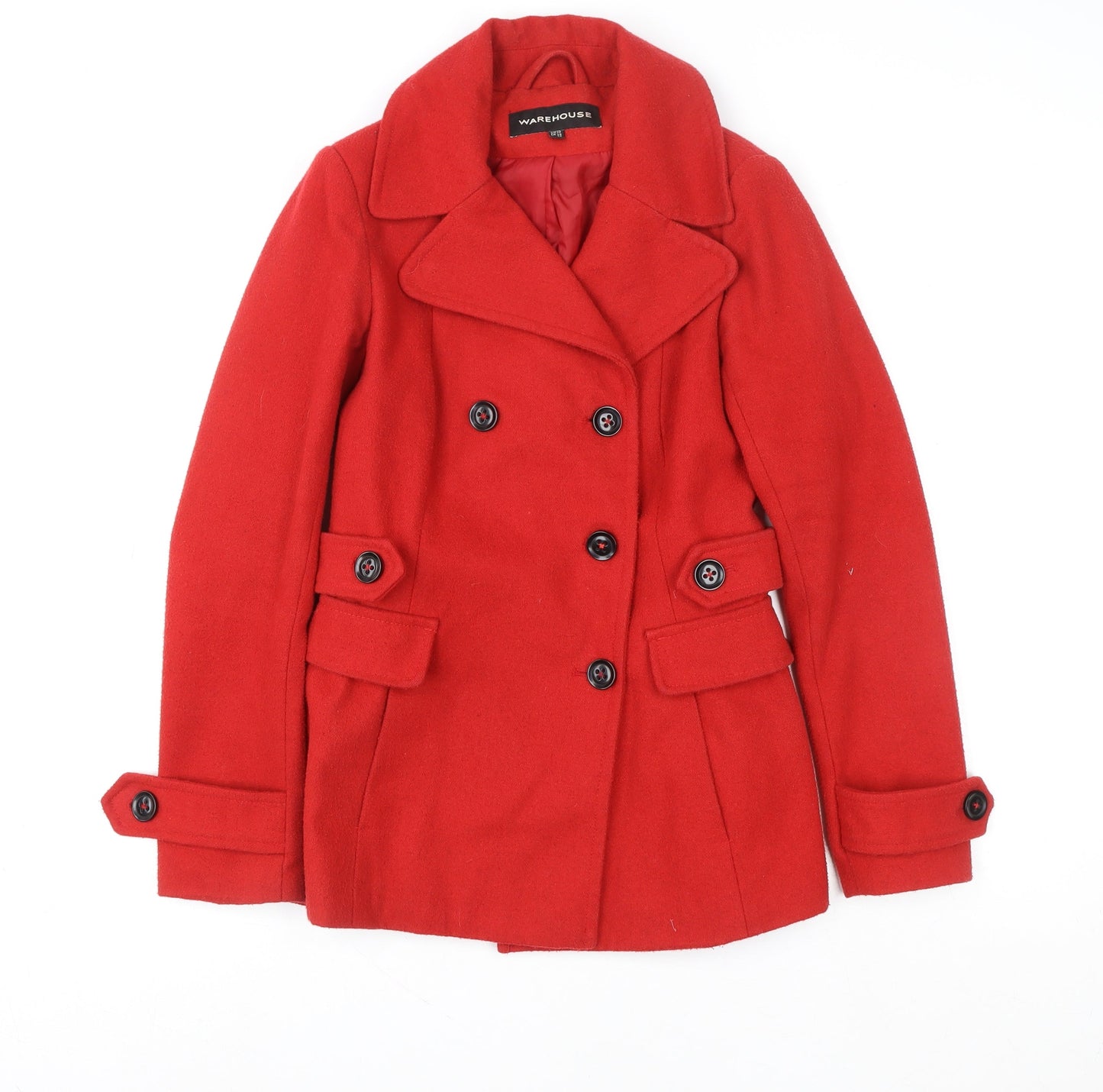 Womens UK Size 10 Warehouse Red Pea Coat